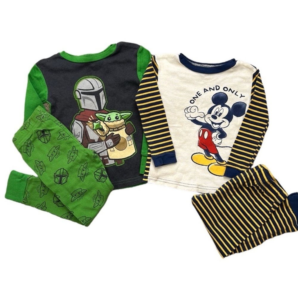 Disney Kids Pajama Sets - Green, Black, White, Yellow, Navy